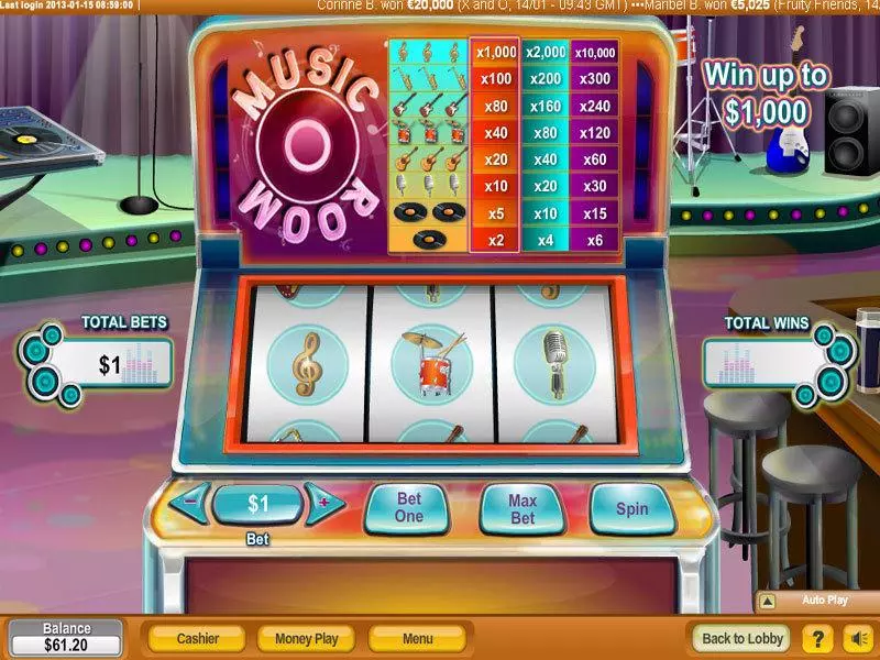Music Room Slots made by NeoGames - Main Screen Reels
