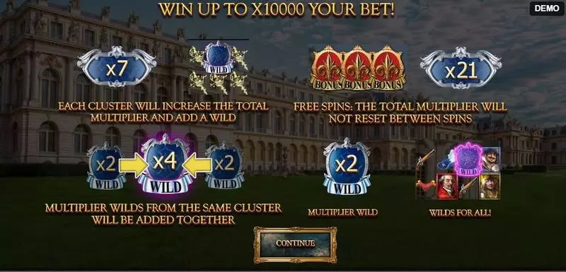 Musketeers 1 Wild for All Slots made by Red Rake Gaming - Info and Rules