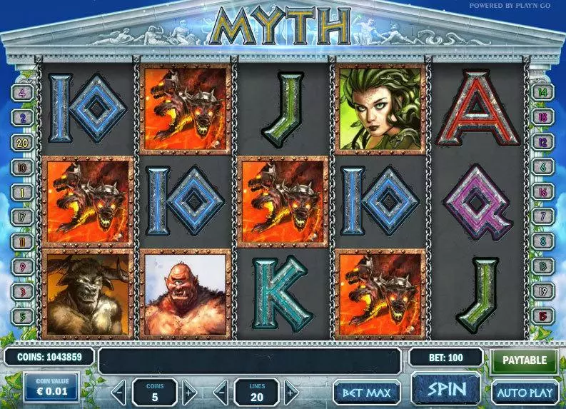 Myth Slots made by Play'n GO - Main Screen Reels