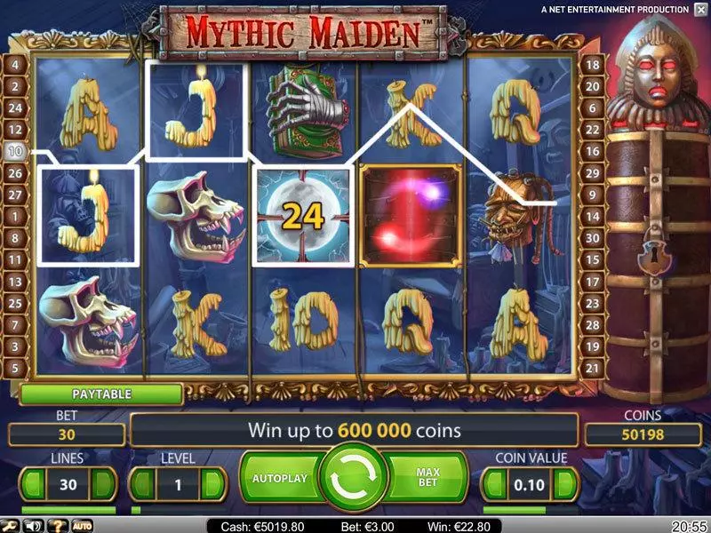 Mythic Maiden Slots made by NetEnt - Main Screen Reels