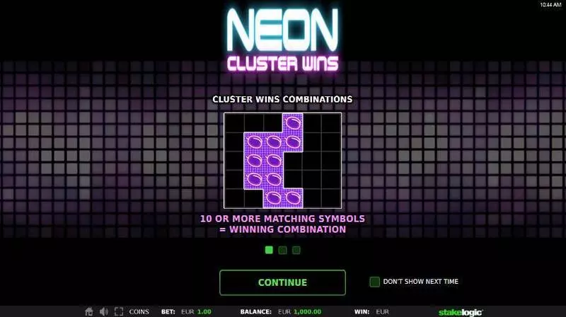 Neon Cluster Wins Slots made by StakeLogic - Info and Rules