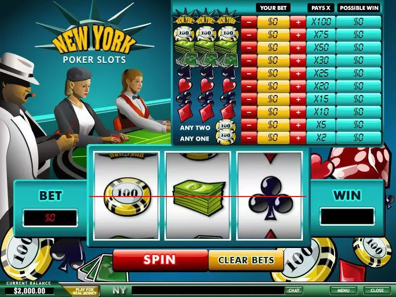 New York Poker Slots made by PlayTech - Main Screen Reels