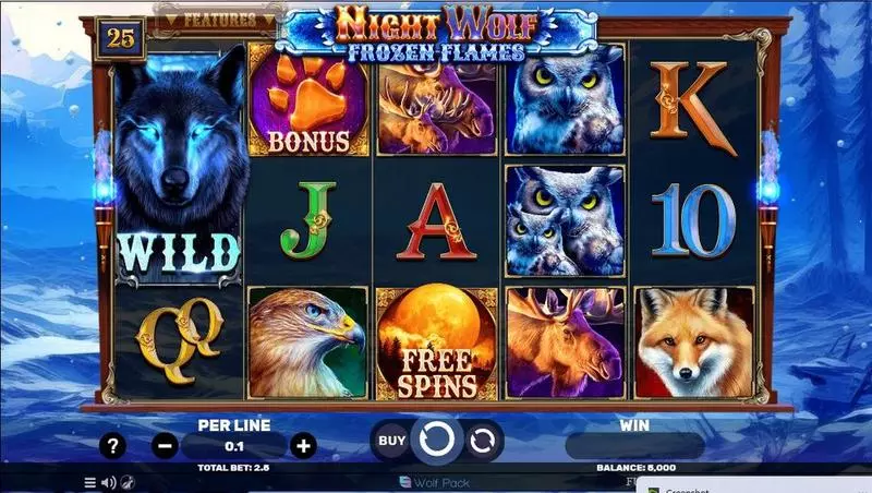 Night Wolf – Frozen Flames Slots made by Spinomenal - Main Screen Reels