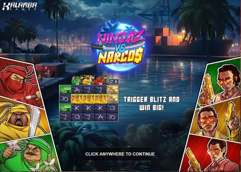 Ninjaz vs Narcos Slots made by Kalamba Games - Introduction Screen