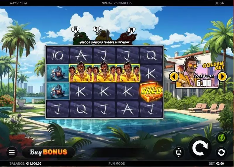 Ninjaz vs Narcos Slots made by Kalamba Games - Main Screen Reels
