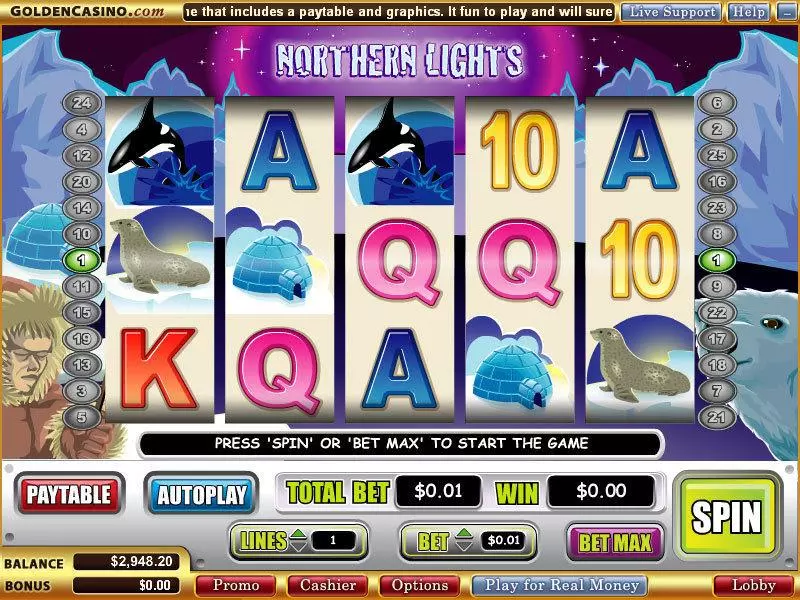 Northern Lights Slots made by WGS Technology - Main Screen Reels