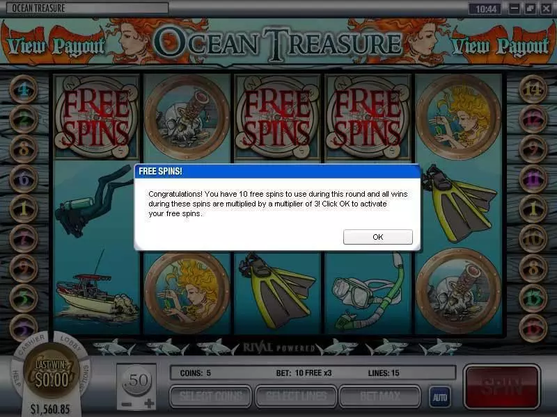 Ocean Treasure Slots made by Rival - Bonus 1