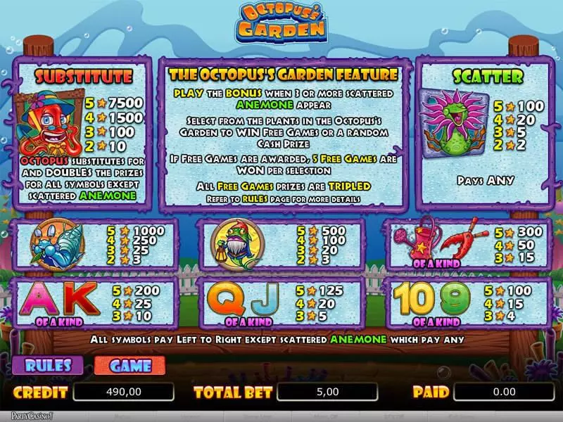 Octopus's Garden Slots made by bwin.party - Info and Rules