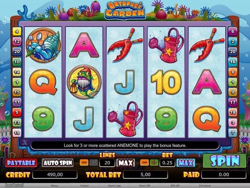 Octopus's Garden Slots made by bwin.party - Main Screen Reels