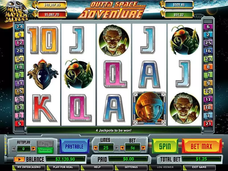 Outta Space Adventure Slots made by CryptoLogic - Main Screen Reels