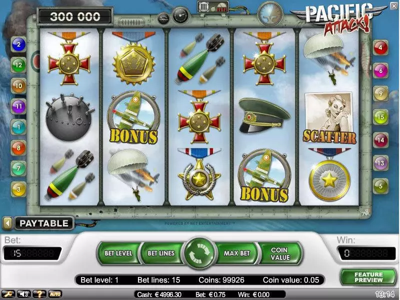 Pacific Attack Slots made by NetEnt - Main Screen Reels