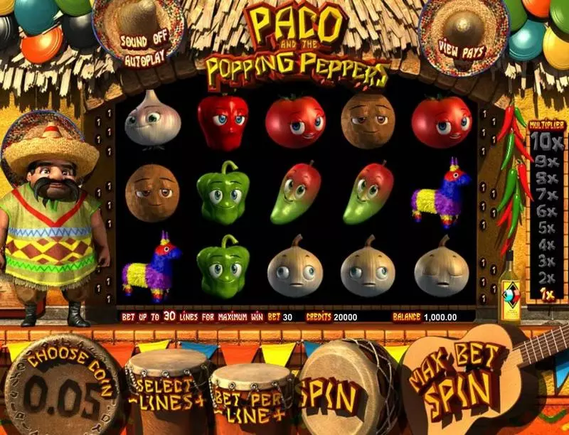 Paco & P. Peppers Slots made by BetSoft - Main Screen Reels