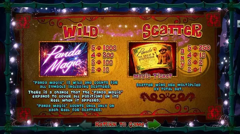 Panda Magic Slots made by RTG - Info and Rules