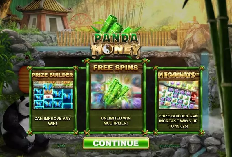 Panda Money Slots made by Big Time Gaming - Introduction Screen