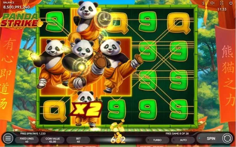 Panda Strike Slots made by Endorphina - Main Screen Reels
