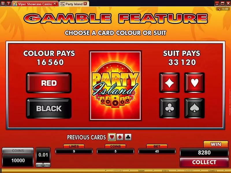 Party Island Slots made by Microgaming - Gamble Screen