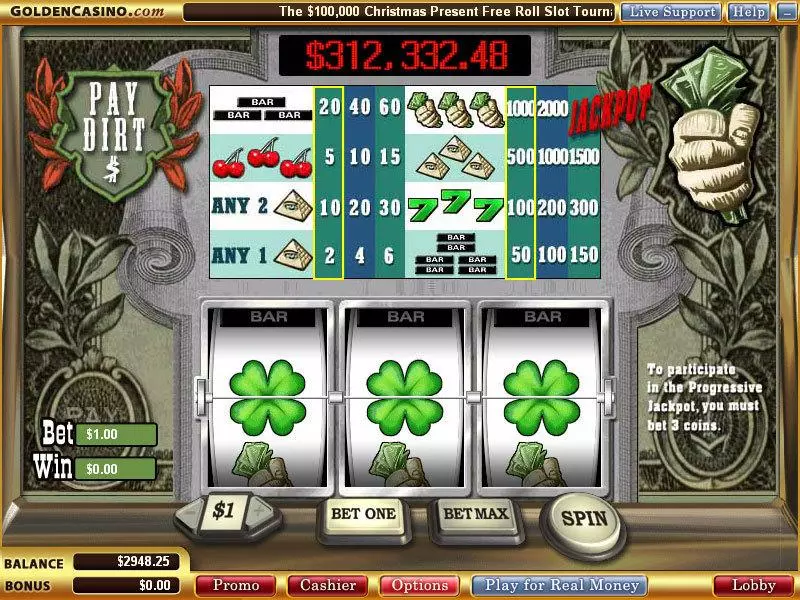 Pay Dirt Slots made by WGS Technology - Main Screen Reels