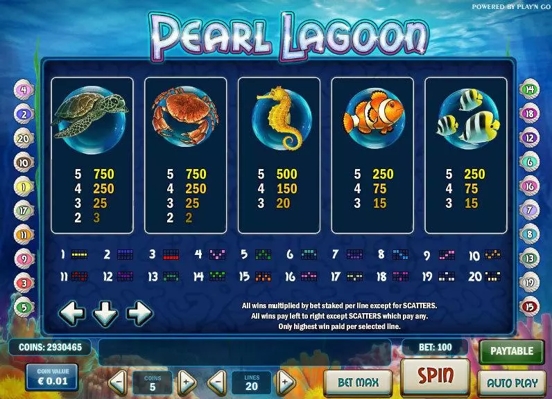 Pearl Lagoon Slots made by Play'n GO - Info and Rules
