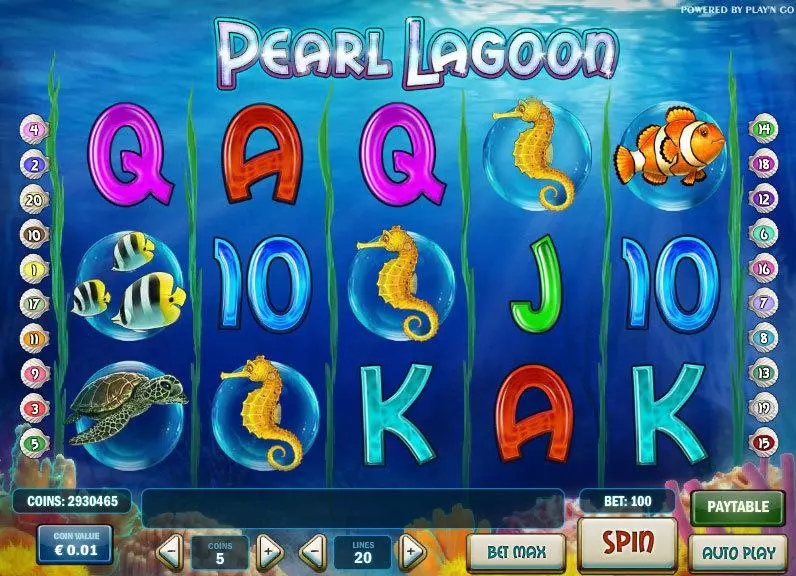 Pearl Lagoon Slots made by Play'n GO - Main Screen Reels
