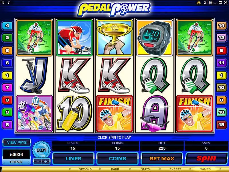 Pedal Power Slots made by Microgaming - Main Screen Reels