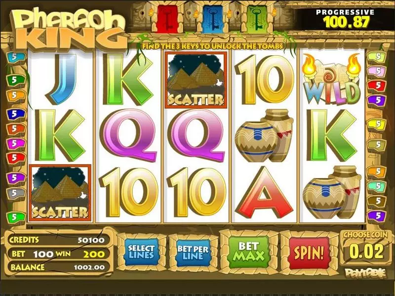 Pharaoh King Slots made by BetSoft - Introduction Screen