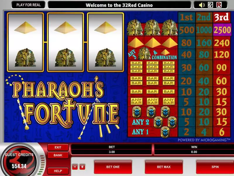 Pharaoh's Fortune Slots made by Microgaming - Main Screen Reels