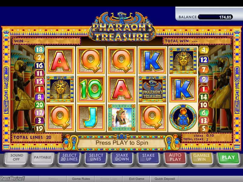 Pharaoh's Treasure Slots made by bwin.party - Main Screen Reels