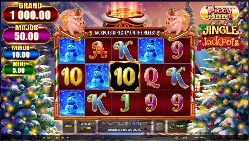 Piggy Prizes - Jingle Jackpots Slots made by Greentube - Main Screen Reels