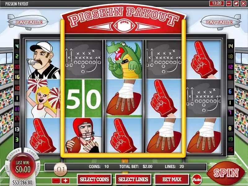 Pigskin Payout Slots made by Rival - Main Screen Reels