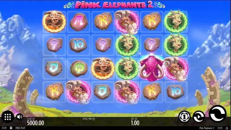 Pink Elephants 2 Slots made by Thunderkick - Main Screen Reels
