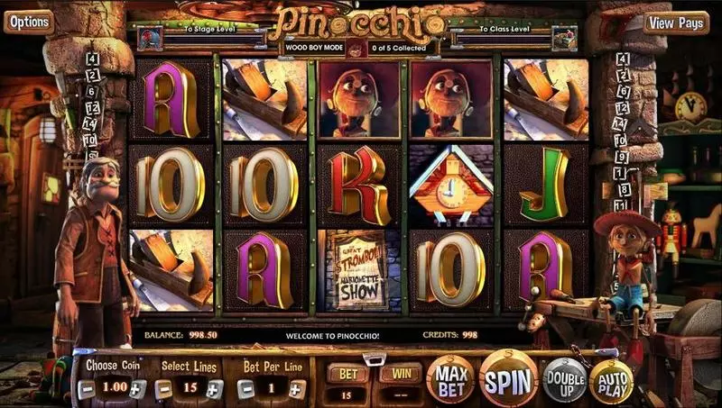 Pinocchio Slots made by BetSoft - Introduction Screen