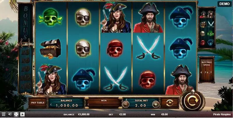 Pirate Respin Slots made by Red Rake Gaming - Main Screen Reels