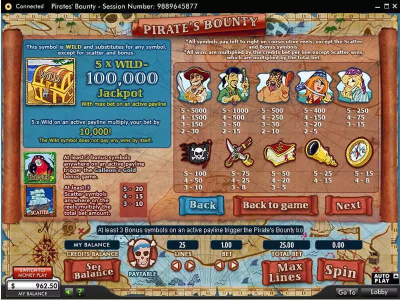Pirate's Bounty Slots made by 888 - Info and Rules