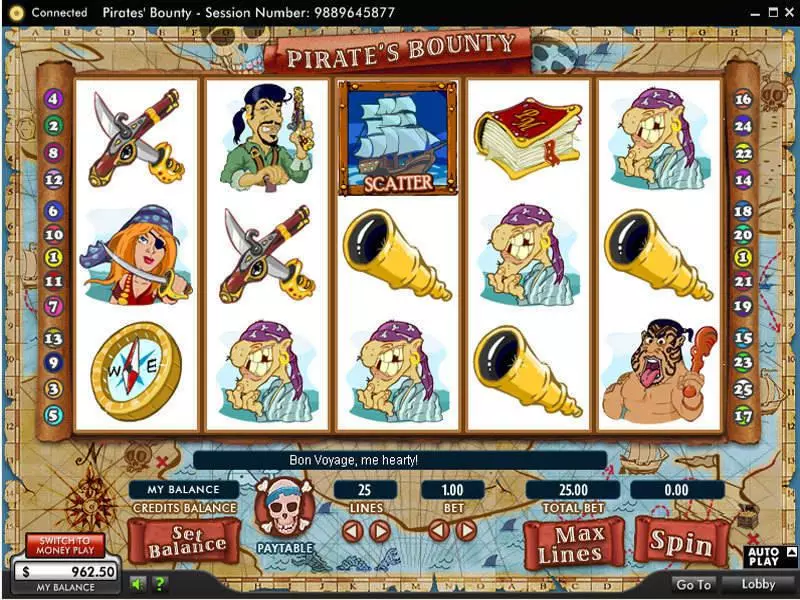 Pirate's Bounty Slots made by 888 - Main Screen Reels