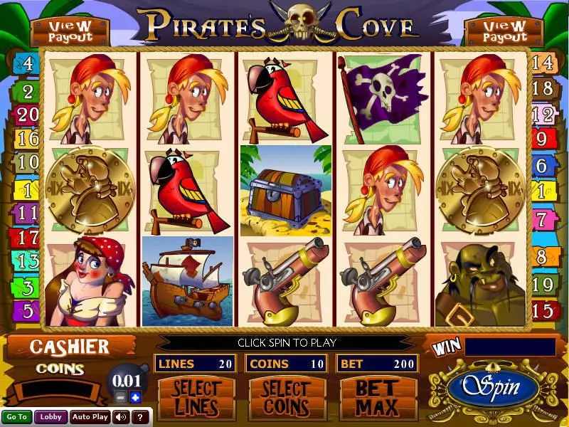 Pirate's Cove Slots made by Wizard Gaming - Main Screen Reels