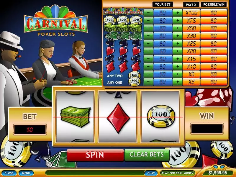 Poker Slots made by PlayTech - Main Screen Reels