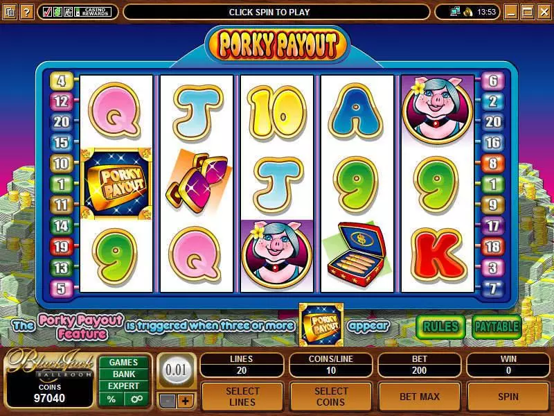 Porky Payout Slots made by Microgaming - Main Screen Reels