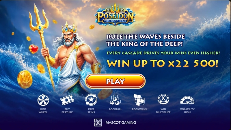 Poseidon the Deep King Slots made by Mascot Gaming - Introduction Screen