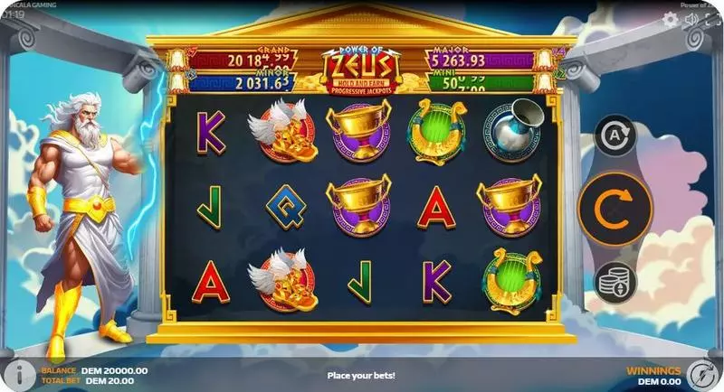 Power of Zeus Slots made by Mancala Gaming - Main Screen Reels