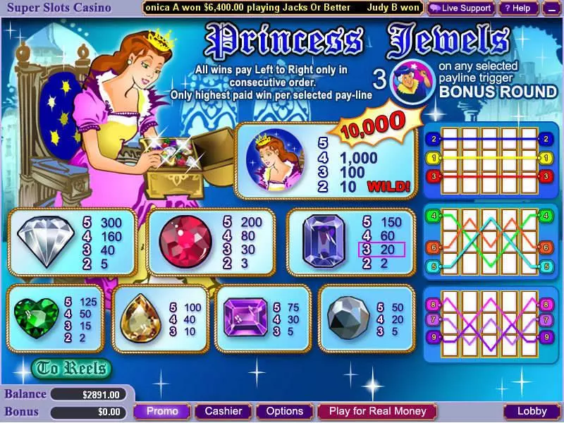 Princess Jewels Slots made by WGS Technology - Info and Rules