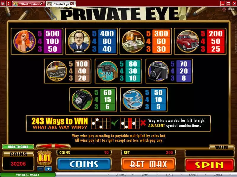 Private Eye Slots made by Microgaming - Info and Rules