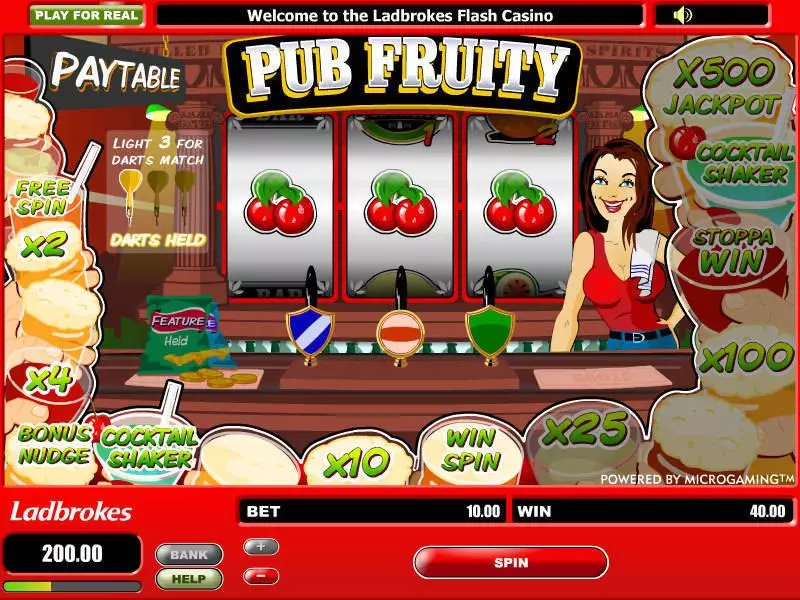 Pub Fruity Slots made by Microgaming - Main Screen Reels