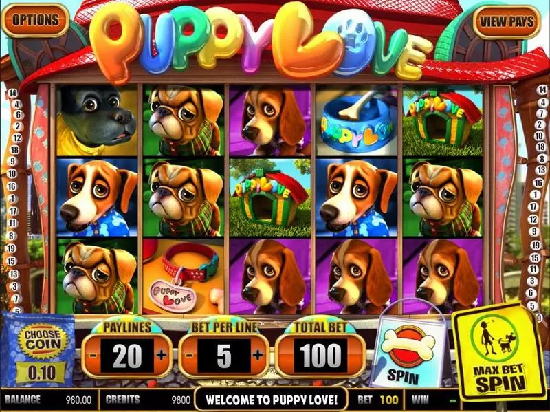 Puppy Love Slots made by BetSoft - Introduction Screen