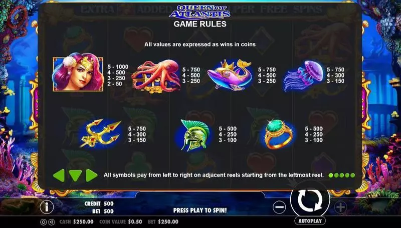 Queen of Atlantis Slots made by Pragmatic Play - Info and Rules