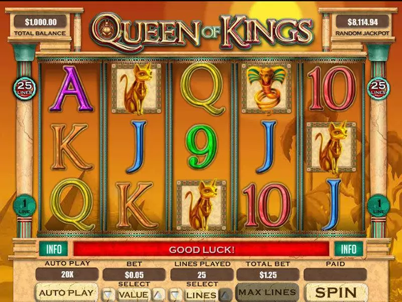 Queen of Kings Slots made by RTG - Main Screen Reels