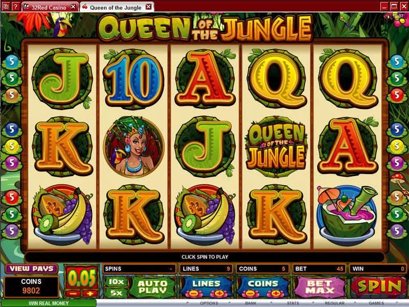 Queen of the Jungle Slots made by Microgaming - Main Screen Reels