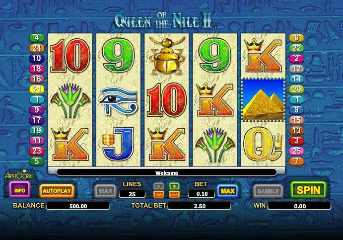 Queen of the Nile II Slots made by Aristocrat - Main Screen Reels