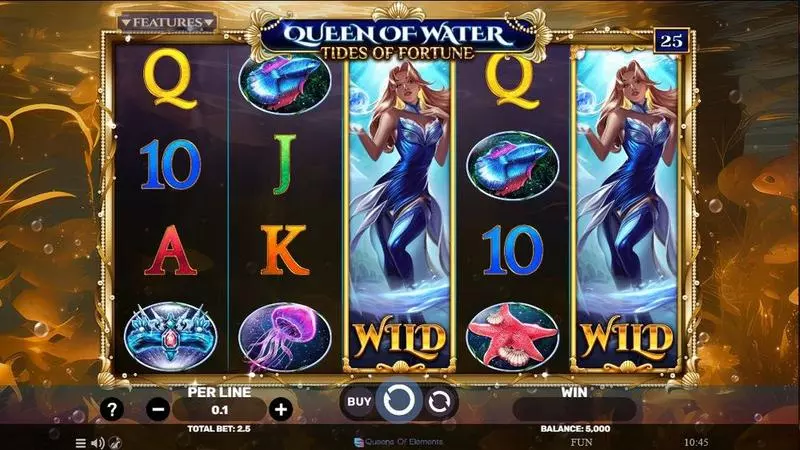 Queen Of Water – Tides Of Fortune Slots made by Spinomenal - Main Screen Reels