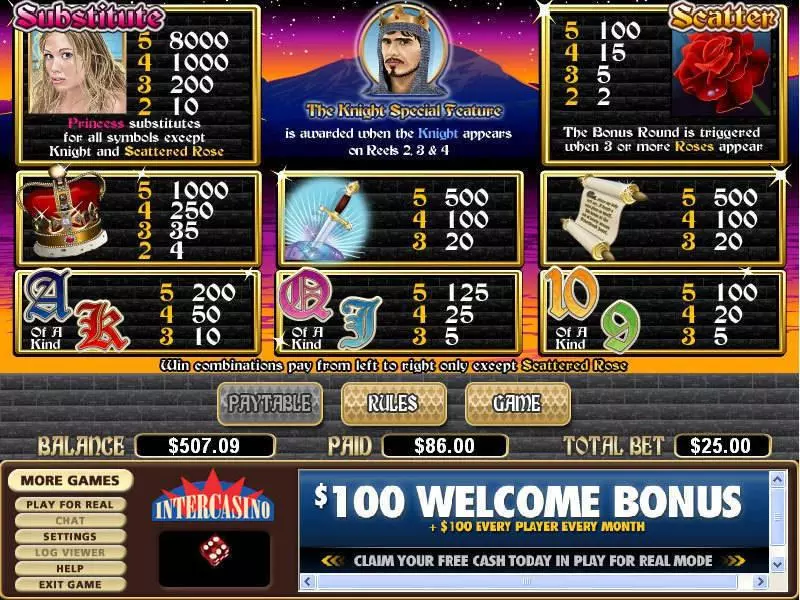 Quest of Kings Slots made by CryptoLogic - Info and Rules