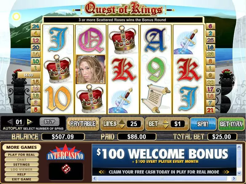 Quest of Kings Slots made by CryptoLogic - Main Screen Reels